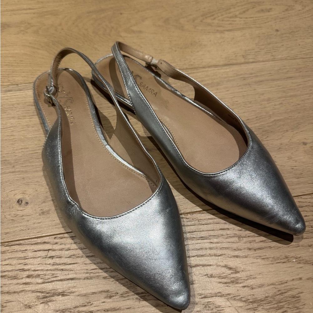 Silver Slingback Flats